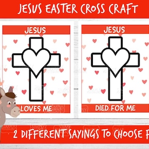 Manualidad "Jesús murió por mí" / Manualidad de Pascua "Jesús me ama" para niños / Actividad cristiana de Pascua / Manualidad para la escuela dominical / Manualidad bíblica imprimible para la escuela bíblica de verano