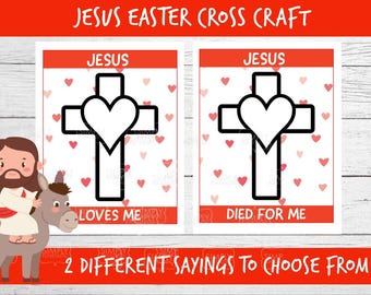 Jesus Died for Me Craft | Jesus Loves Me Easter Craft for Kids | Christian Easter Activity | Sunday School Craft | VBS Bible Craft Printable