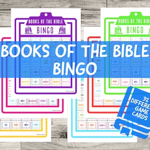 Bücher der Bibel Bingo Sonntagsschulspiel | Bibellektion | Bibel-Bingo | VBS Bingo| Kinderbibelstudie | 32 Karten | Herunterladen & ausdrucken