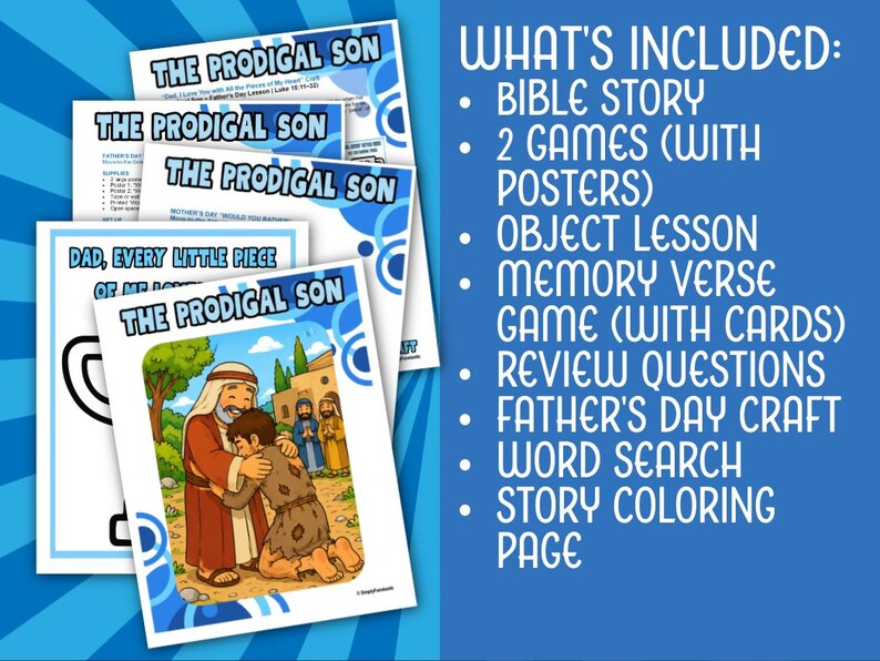 Father’s Day Bible Lesson for Kids | Prodigal Son Activity Pack ...