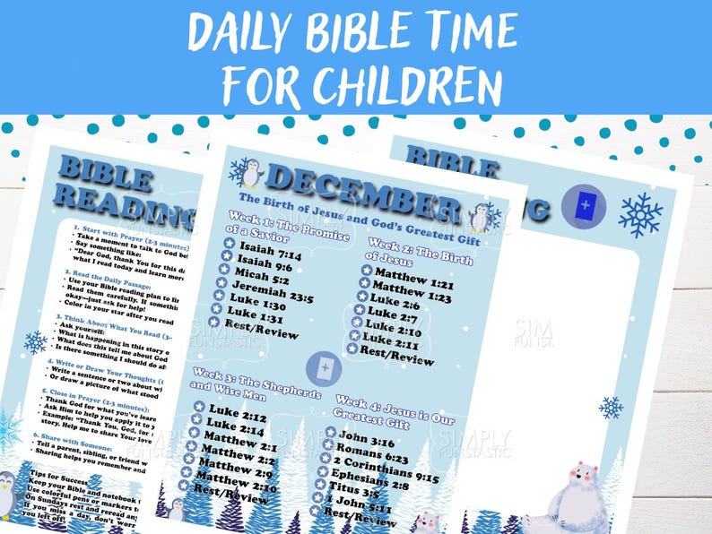 December Kids' Bible Reading Plan: Christmas Scripture Chart (digital ...