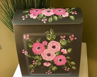 Hand Painted Mailbox With Pink Roses Decorative Mailboxes Etsy