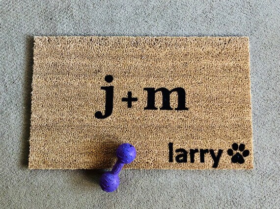 Couple S Initials With Dog Or Cat Name Door Mat With Paw Etsy