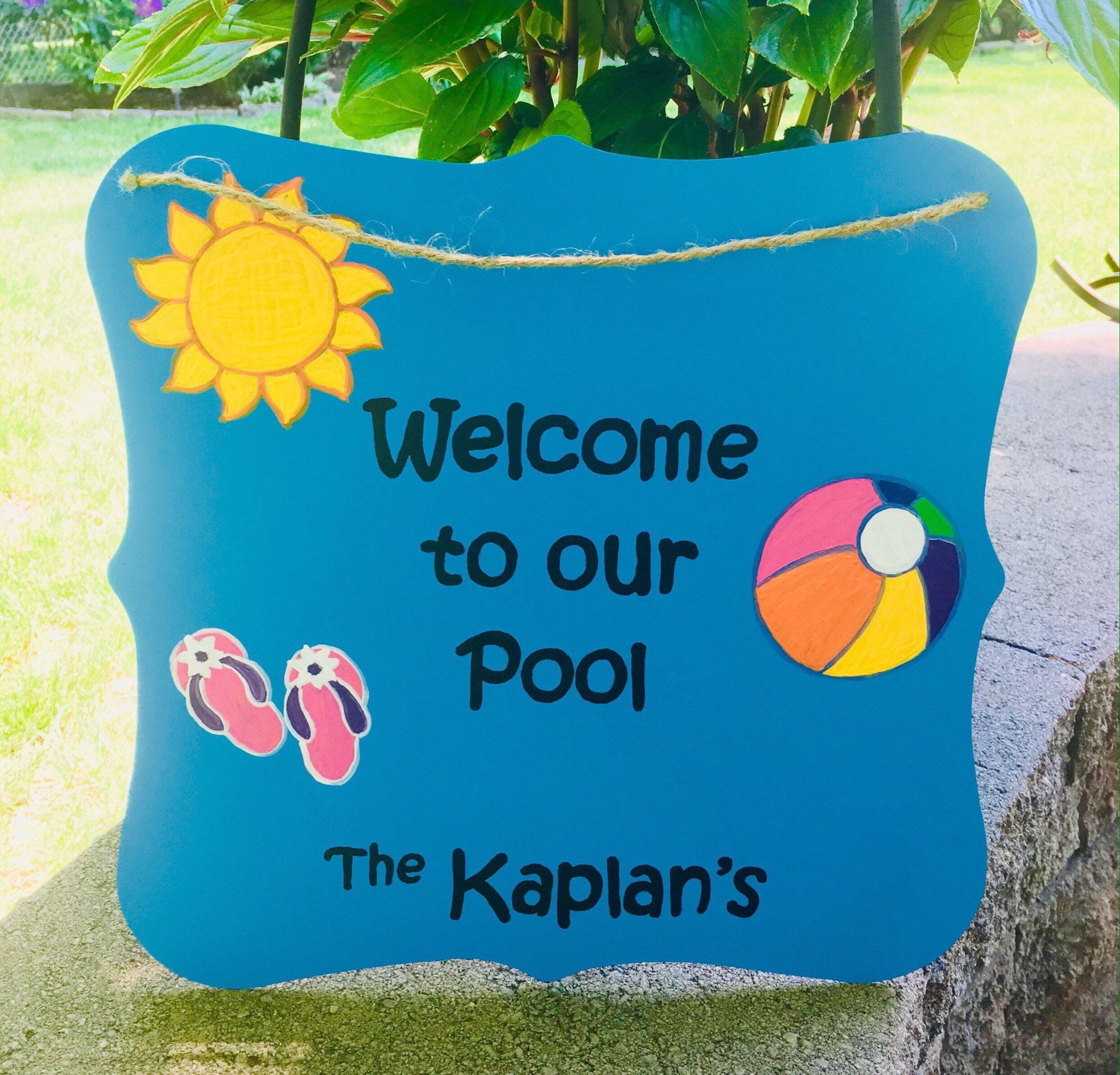 Painted Pool Sign to Our Pool Personalized Pool Etsy