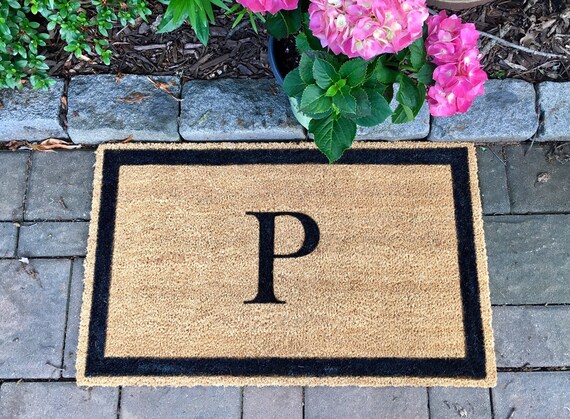 Monogram Letter Doormat Personalized Initial Door Mat With Etsy