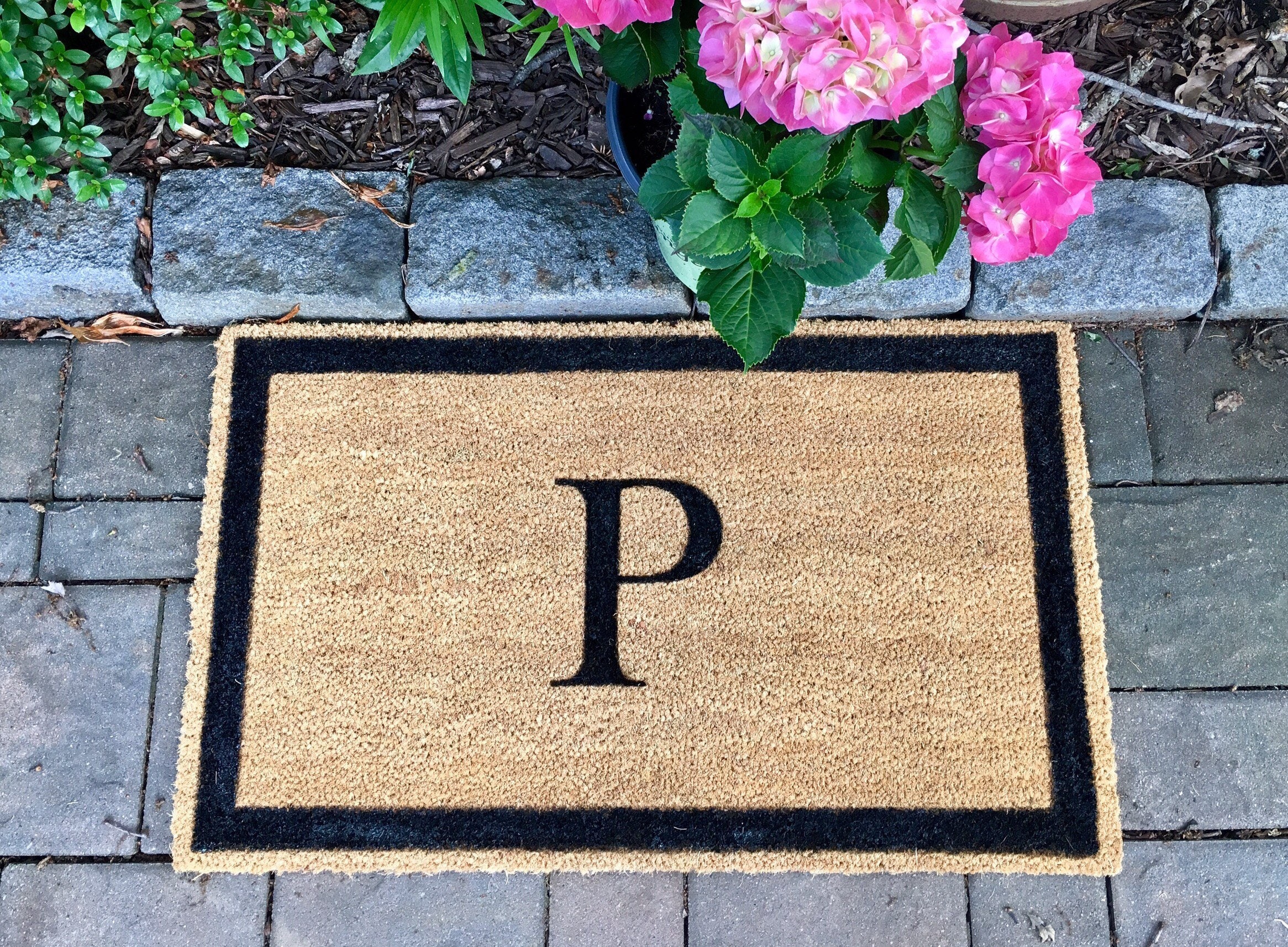 Personalized Initial Door Mat With Border Custom Door Mat Etsy