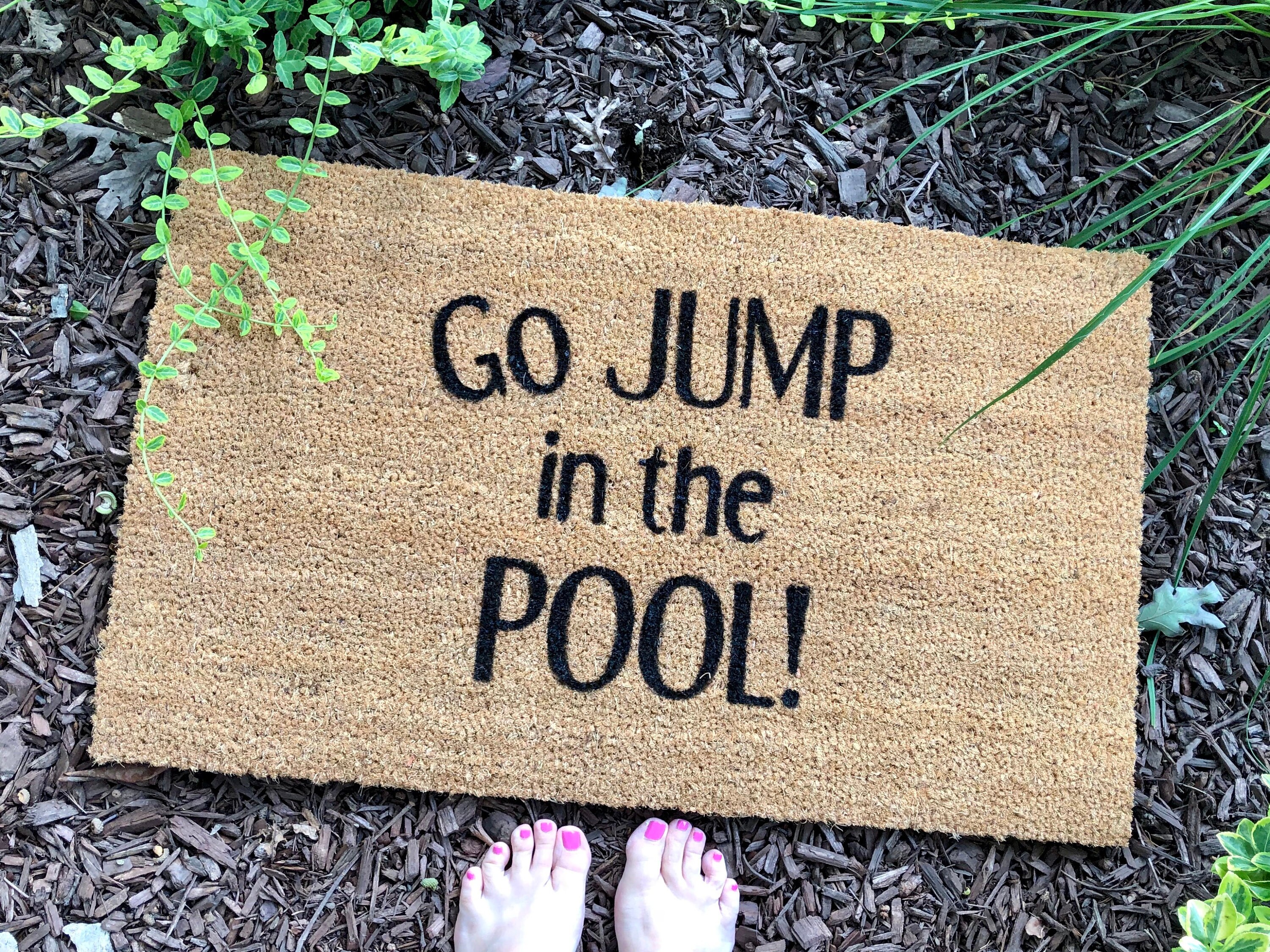 Go jump in the pool door mat funny Doormat Custom Doormat Etsy