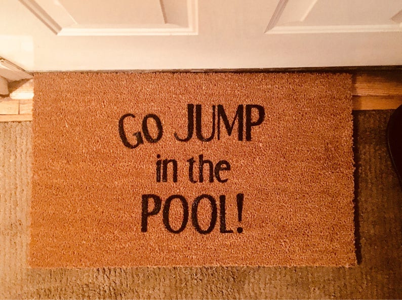Go jump in the pool door mat funny Doormat Custom Doormat Etsy
