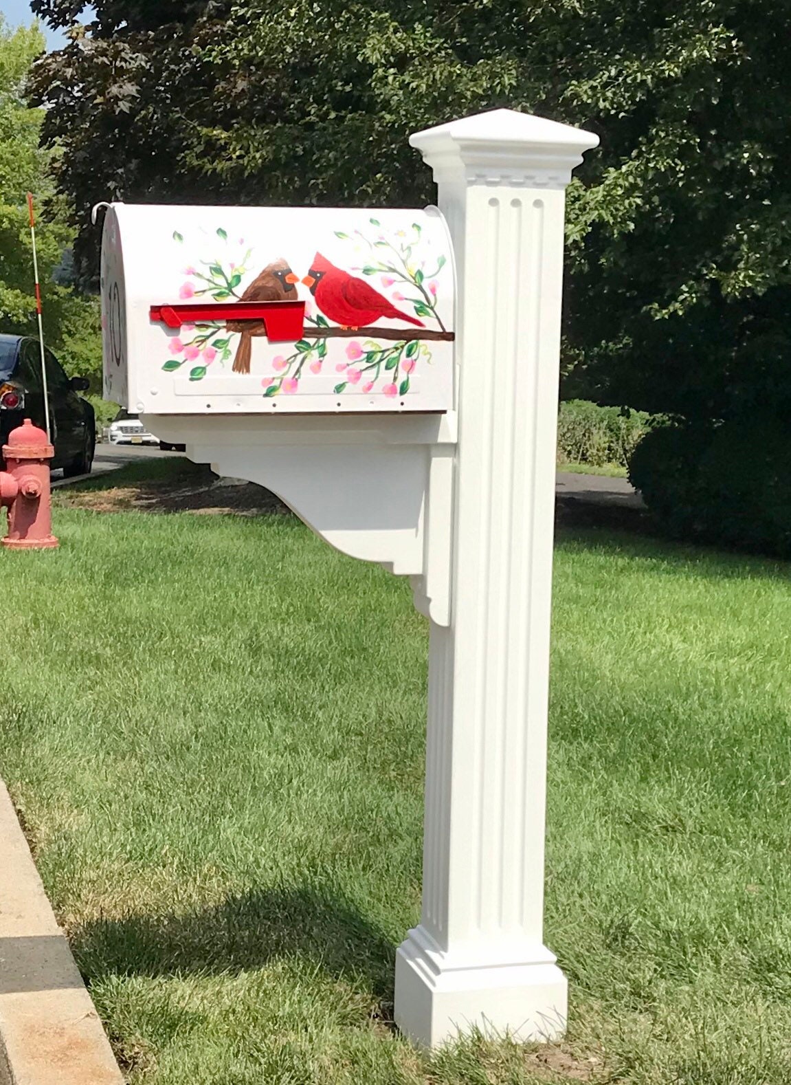 Hand Painted Cardinals Mailbox with pink cherry blossom Etsy