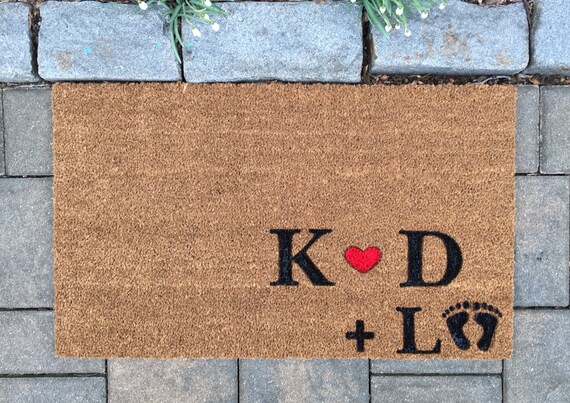 Personalized Couple And Baby Door Mat With Foot Prints New Etsy