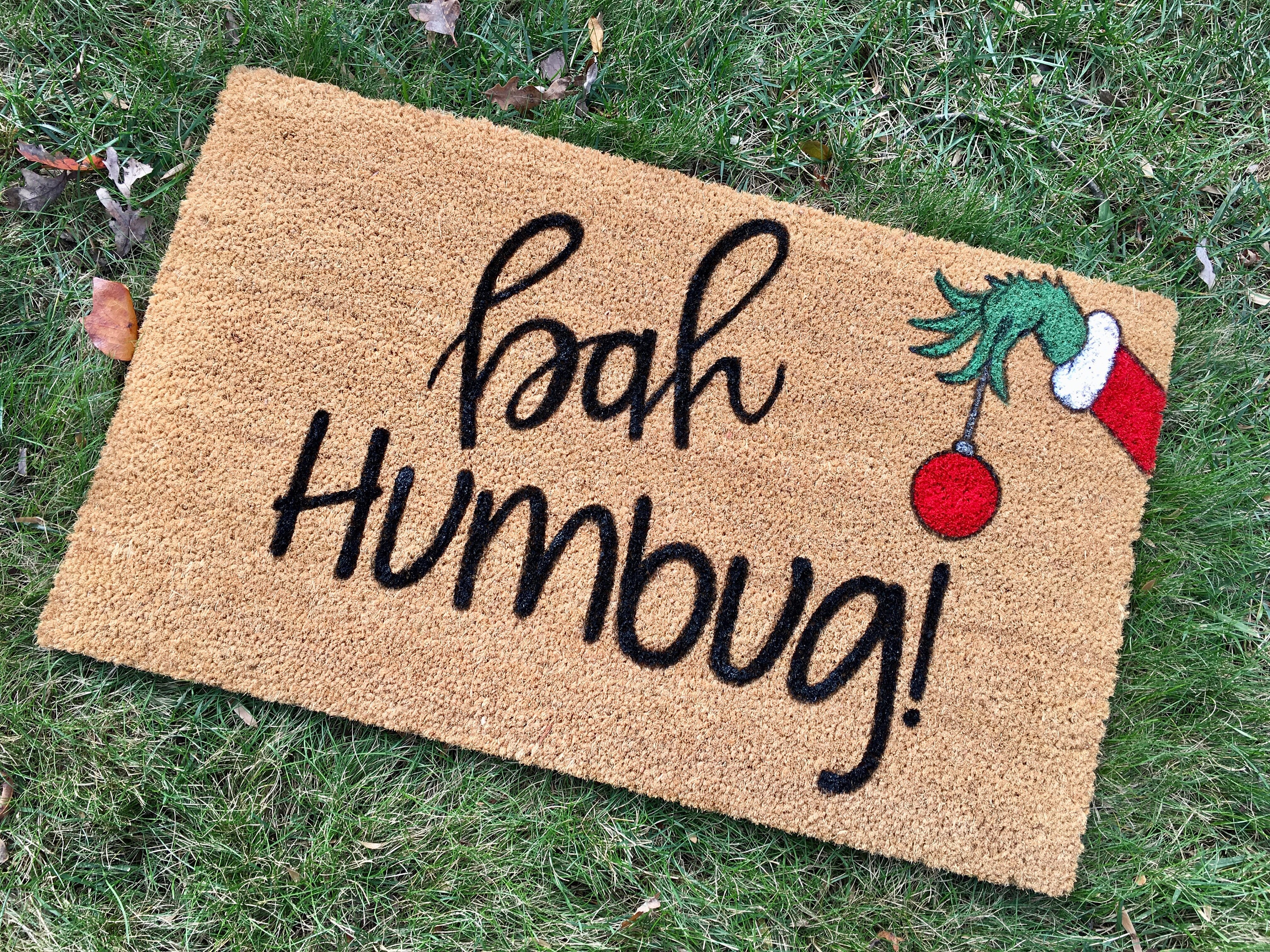 Bah Humbug Funny Christmas Doormat Custom Welcome Mat Etsy