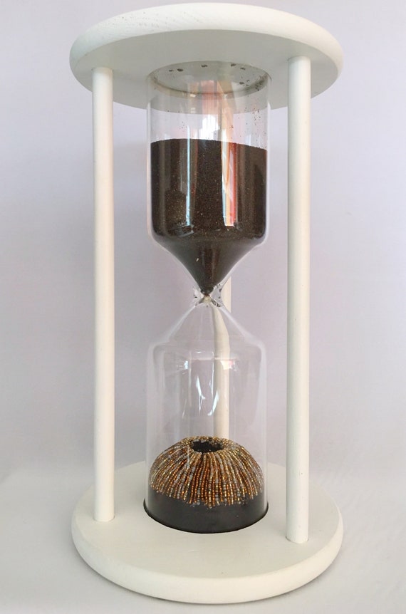 Decorative Hourglass Sculpture With Black Sand And Beadwork Etsy