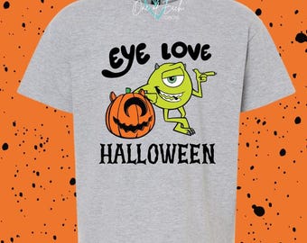 Eye Love Halloween Mike Wazowski Disney Halloween Bodysuit/Tee