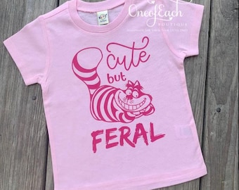 Cute But Feral Cheshire Cat Alice In Wonderland Bodysuit/Tee