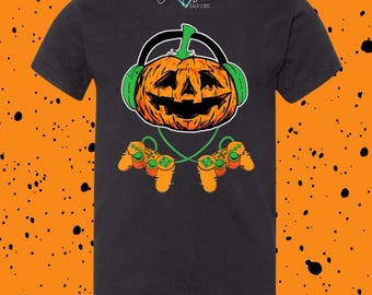 Spooky Gamer Video Game Jack O'Lantern Halloween Tee/Bodysuit