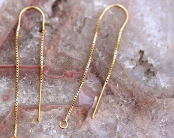 Earring Ear U-Threader Gold Filled  Box Chain  0.35 X 1.8 IN