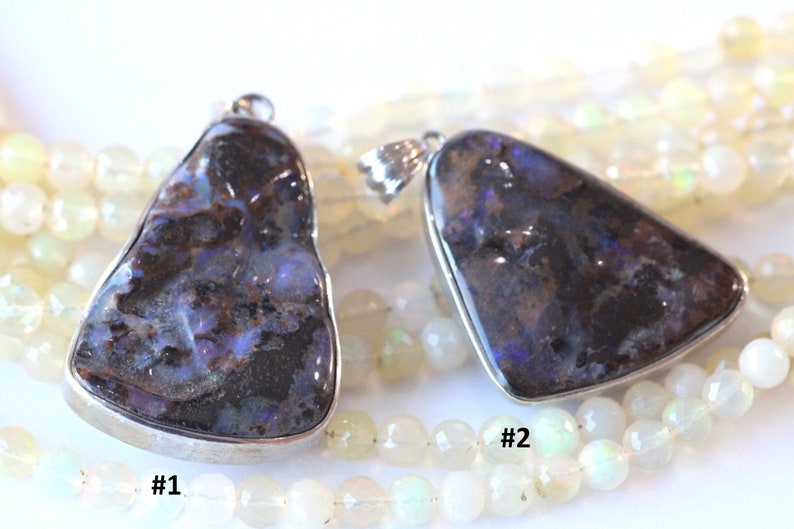 Sterling Silver Assorted Black Fire Opal Stone Bezel Pendant