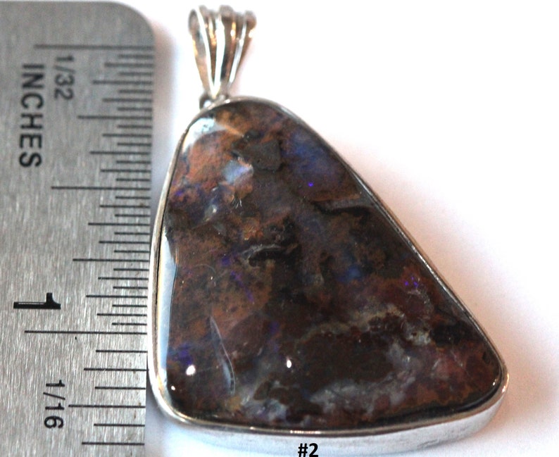 Sterling Silver Assorted Black Fire Opal Stone Bezel Pendant