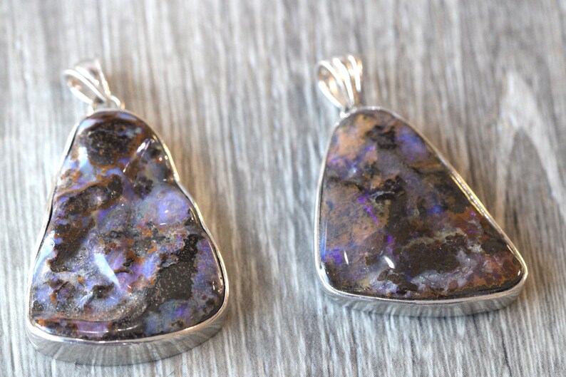 Sterling Silver Assorted Black Fire Opal Stone Bezel Pendant