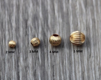 Corrugated Round Beads Gold Filled