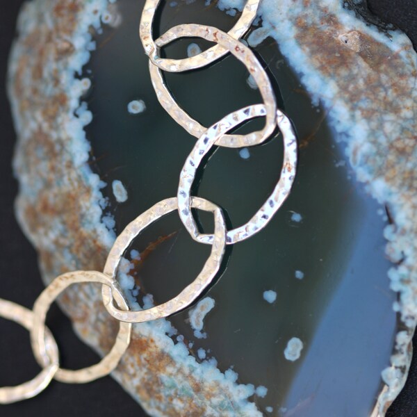 Hammered Oval Chain Sterling Silver By Foot