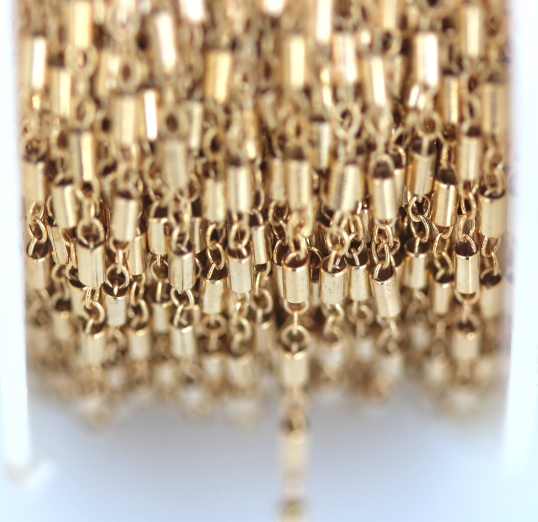 Tube Bar & Link Gold Filled Chain by Foot 138/507668 - Etsy