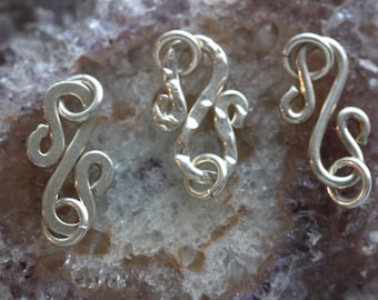S-Hook (Round , Flat and Textured ) Sterling Silver  Clasp