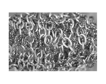 Texture Round & Link Chain Sterling Silver By Foot  #166/407594