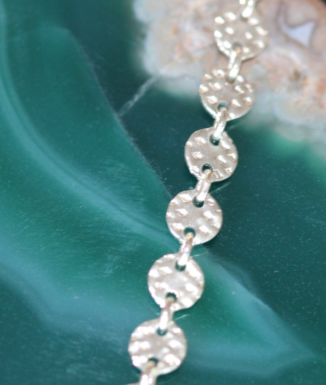 Hammered Coin & Link Chain Sterling Silver Chain by Foot 110/407676 Etsy