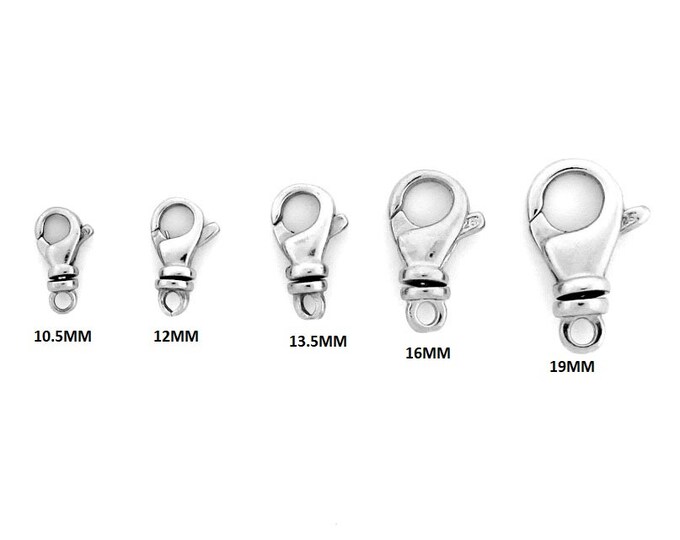 thumbnail image 2 of 10K Solid White Gold Lobster Claw Clasp - Choose Size: 8mm, 10mm, 12mm, Or 14mm 2 of 2