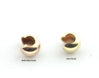 Crimp Cover Gold Filled & Rose Gold Filled 3 MM , 4 MM