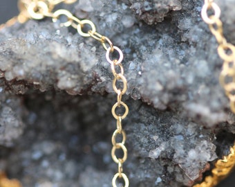 Flat Cable Chain Gold Filled   By Foot