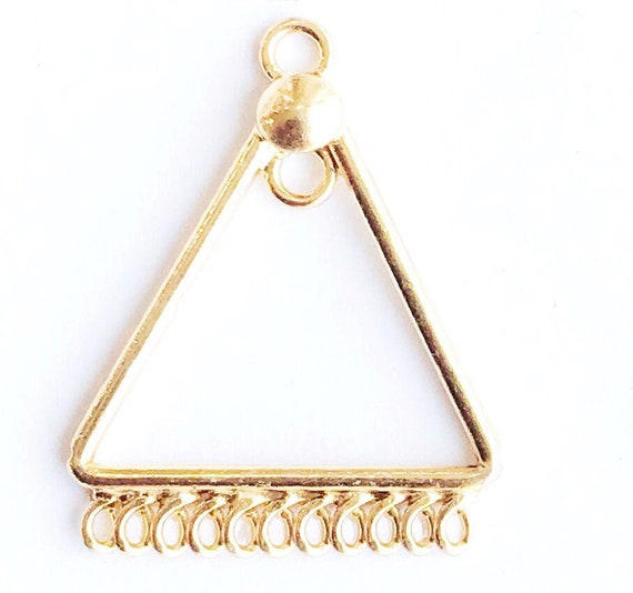 1 pair Gold plated Bezel Clear Glass Triangle Connector