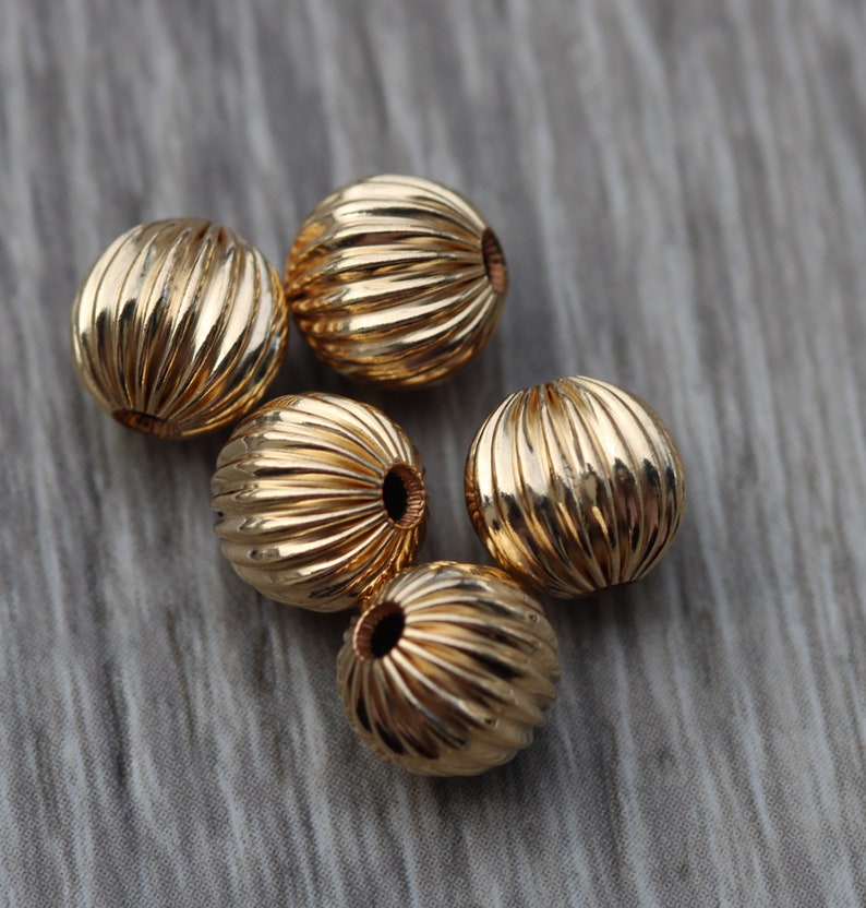 Corrugated Round Beads Gold Filled