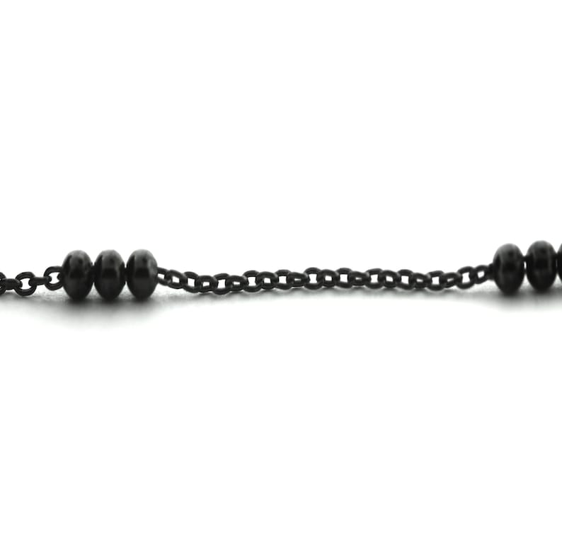 SatelLite Ball Chain Sterling Silver Black Diamond Finish By Foot