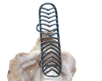 Ring Diamond Sterling Silver Pave Diamond Black Rhodium