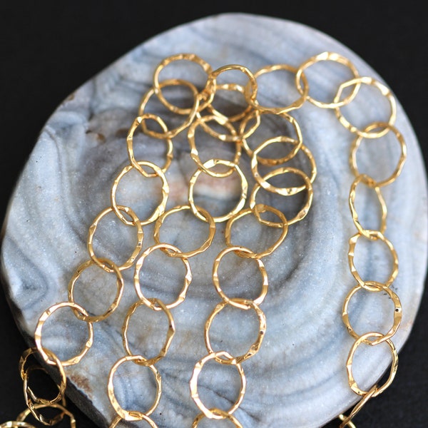 Hammered Round Cable Chain Gold Filled  By Foot #131/507363