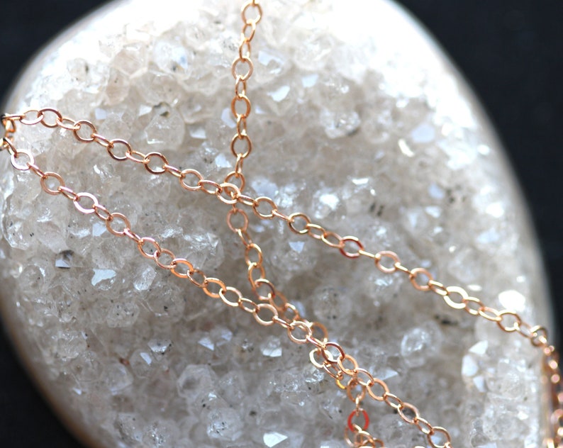 Flat Oval Cable Chain Rose Gold Filled  By Foot