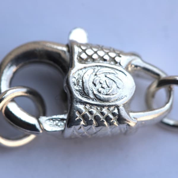 Sterling Silver Filigree Lobster Clasp W/2 Rings