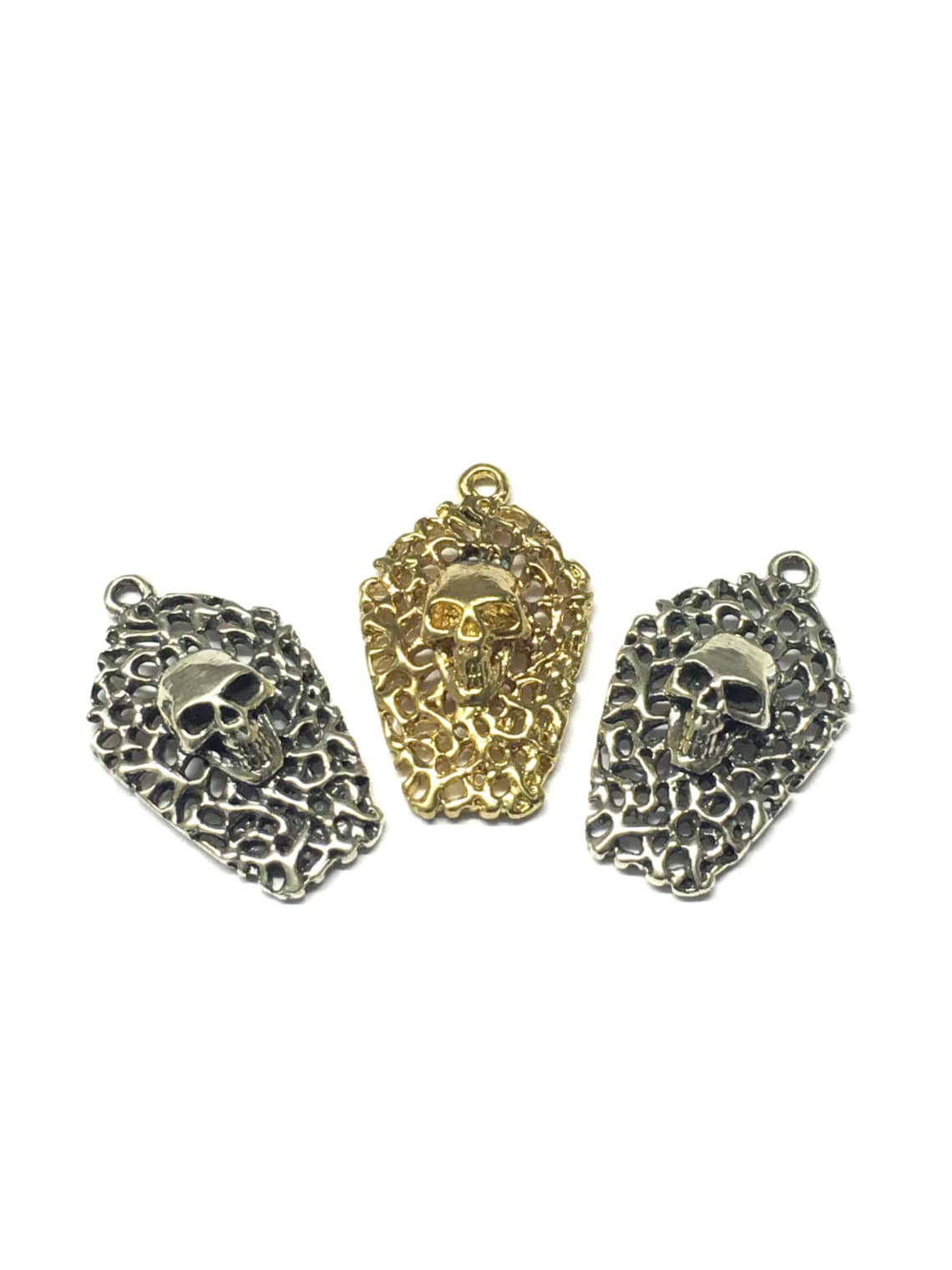 Skull Charm Skull Pendant Sterling Silver Etsy UK