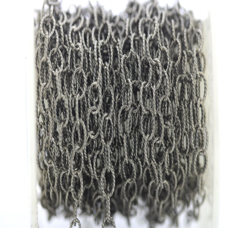 Oval Twisted Chain Sterling Silver Oxidized Finish By Foot