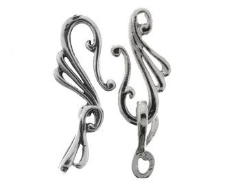 Fancy Style Hook & Eye Clasp Sterling Silver 11.0 X 24.0 MM