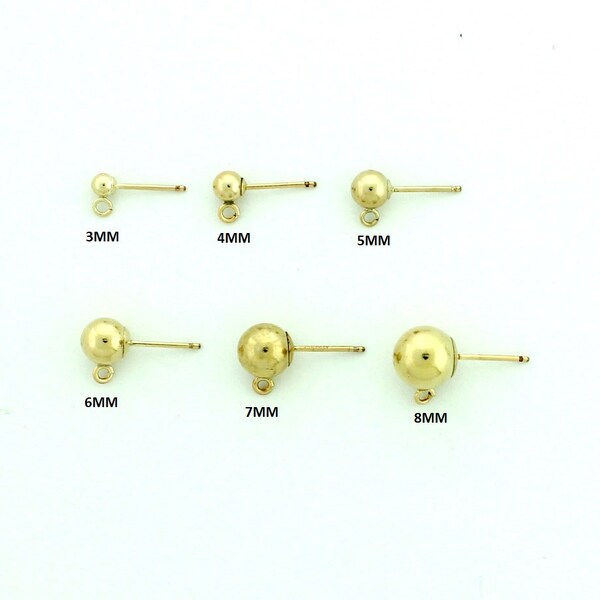 Pendiente de bola con componentes de anillo relleno de oro 3MM, 4MM, 5MM, 6MM, 7MM, 8MM