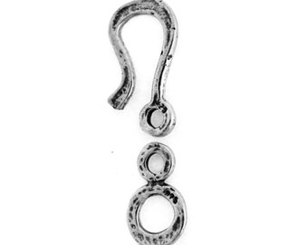 Hammered Style Hook & Eye Clasp Sterling Silver 11 X 35.0 MM