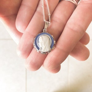 Madonna Cameo Necklace, Modern Catholic Jewelry, Gift for Catholic Women