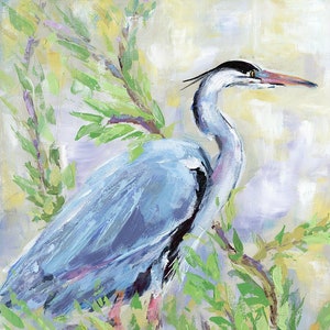 Birds of a Feather Heron: Fine art egret print from original Birds of a Feather Heron Painting