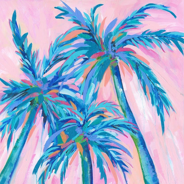 Palm Beach Palms: Fine art giclee palm tree print from original acrylic palm tree painting