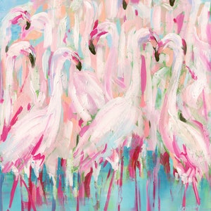 Flamingo Lingo: Fine art giclee flamingo print from original acrylic flamingo painting