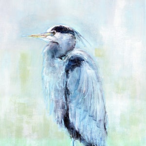 Blue Majesty: Fine art giclee blue heron print from original blue heron painting