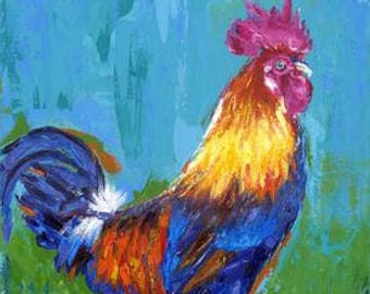 Harbour Rooster: Fine art giclee of original acrylic painting